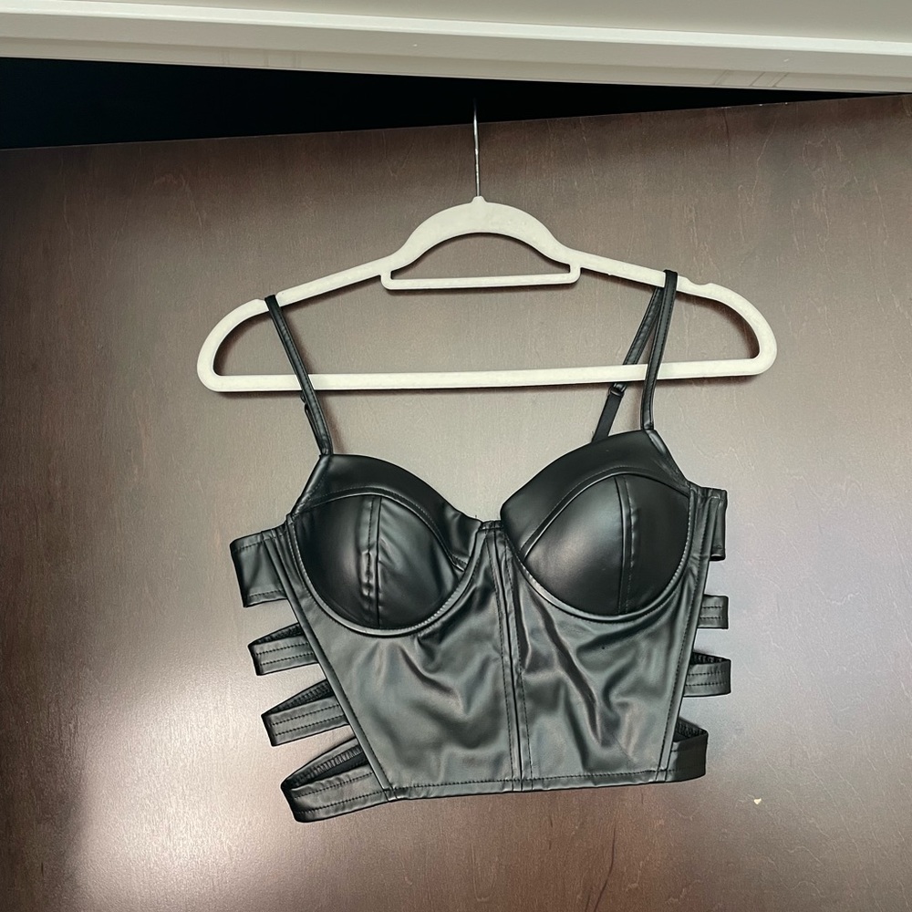 Going out leather crop top